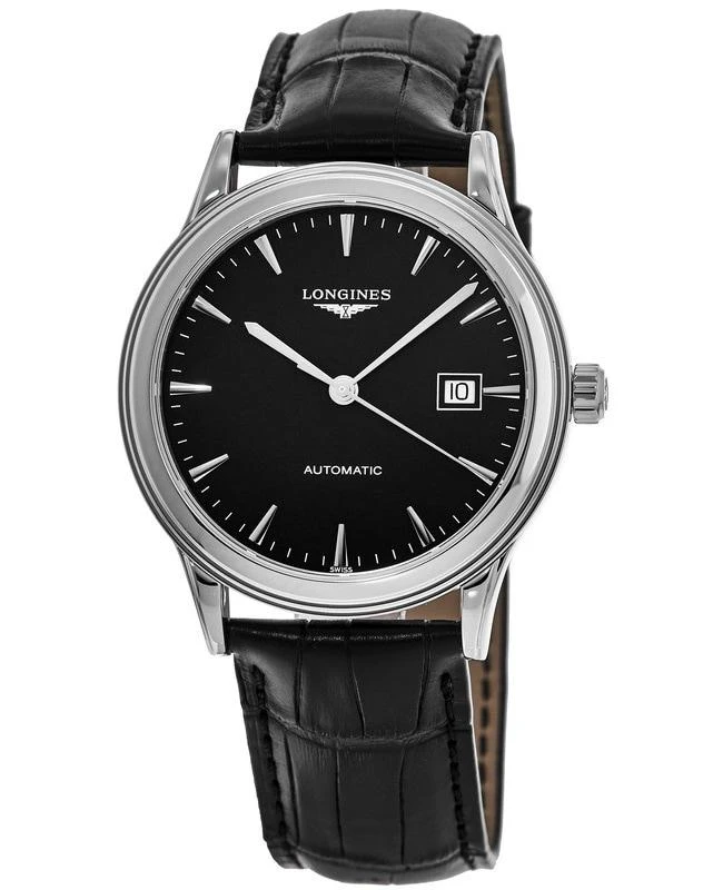 Longines Longines Flagship Automatic Black Dial Black Leather Strap Unisex Watch L4.984.4.52.2 1