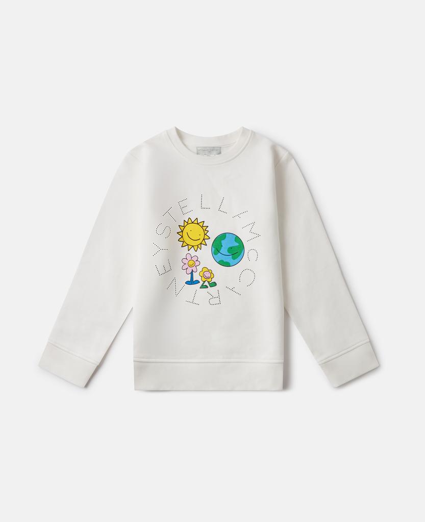 Stella McCartney Stella McCartney - Earth Friends Graphic Crewneck Sweatshirt, Ivory, Size: 3