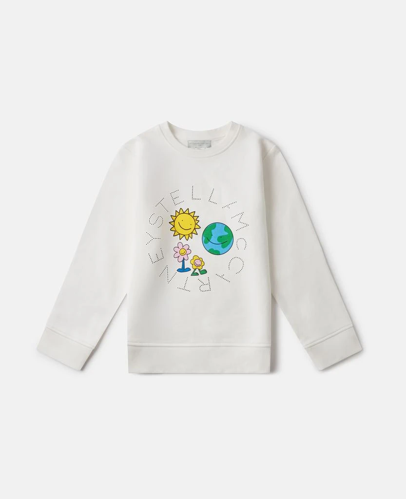 Stella McCartney Stella McCartney - Earth Friends Graphic Crewneck Sweatshirt, Ivory, Size: 3 1