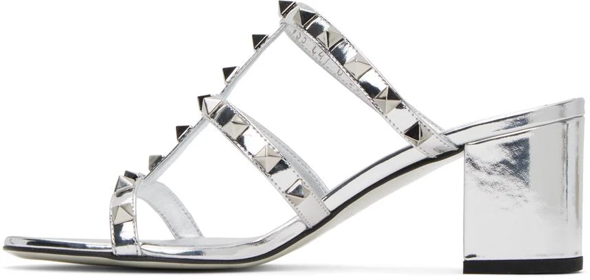 Valentino Silver Rockstud Heeled Sandals 3