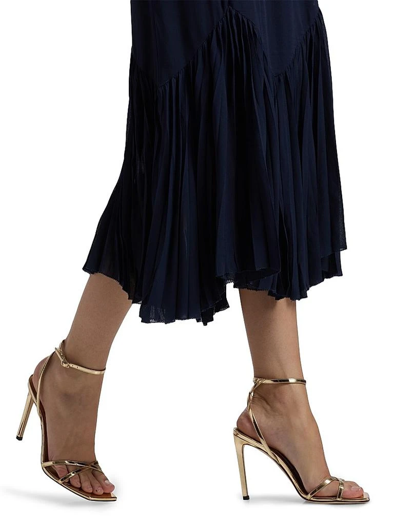 strapless open back dress Japanese Plisse Pleated Ruffle Sleeves Midi Dress – HEYFANCYSTYLE main image 0