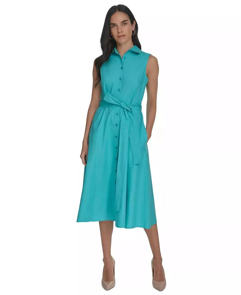 Calvin Klein Women's Cotton Tie-Waist Sleeveless Dress 1