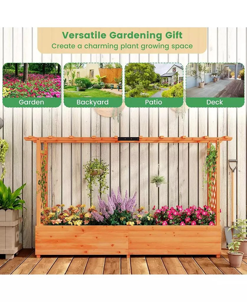 GIVIMO Raised Garden Bed with Side Trellis Hanging Roof and Planter Box 8