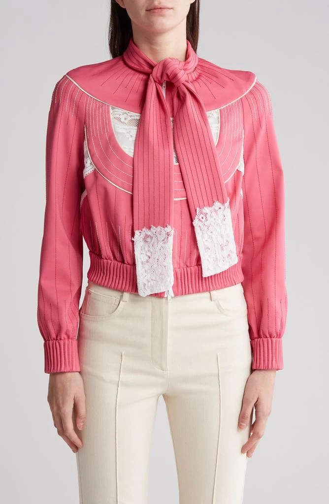 Valentino Lace Detail Scarf Collar Bomber Jacket 1
