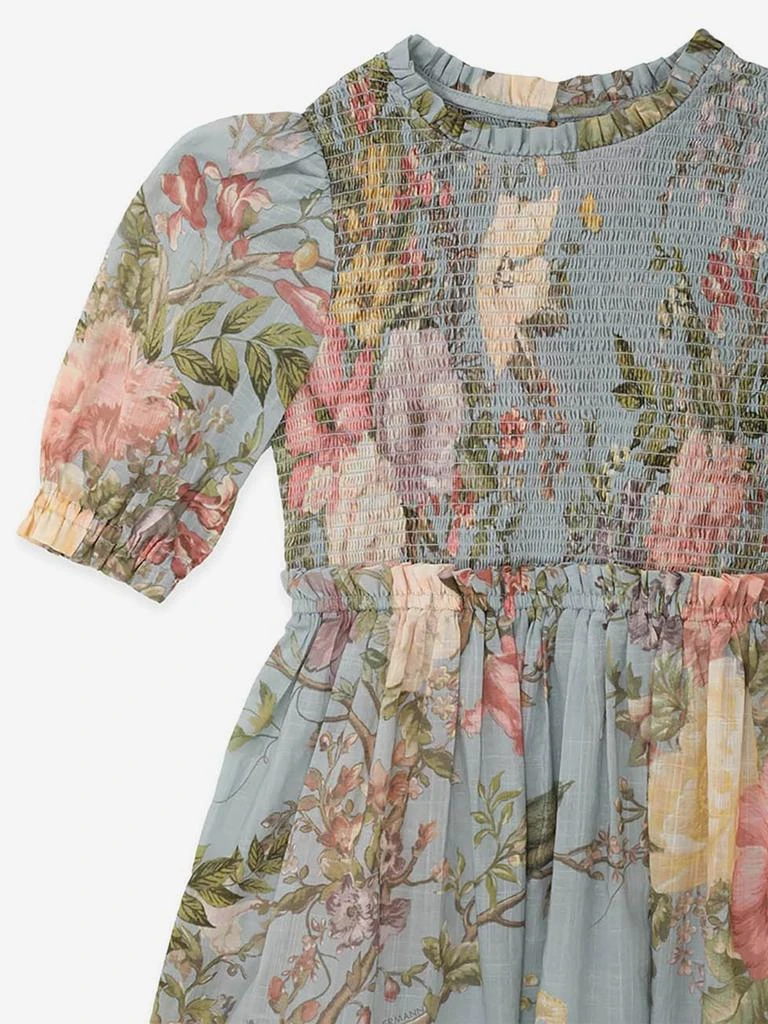 Zimmermann Zimmermann Girls Floral Waverly Puff Sleeve Dress in Blue 3
