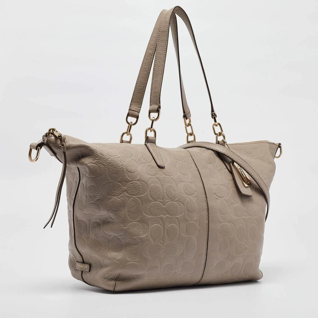 Coach Coach Beige Signature Embossed Leather Bleecker Zip Tote 3