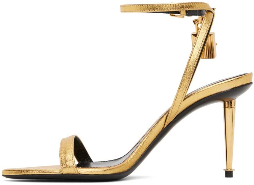 Tom Ford Gold Padlock Pointy Naked Heeled Sandals 3