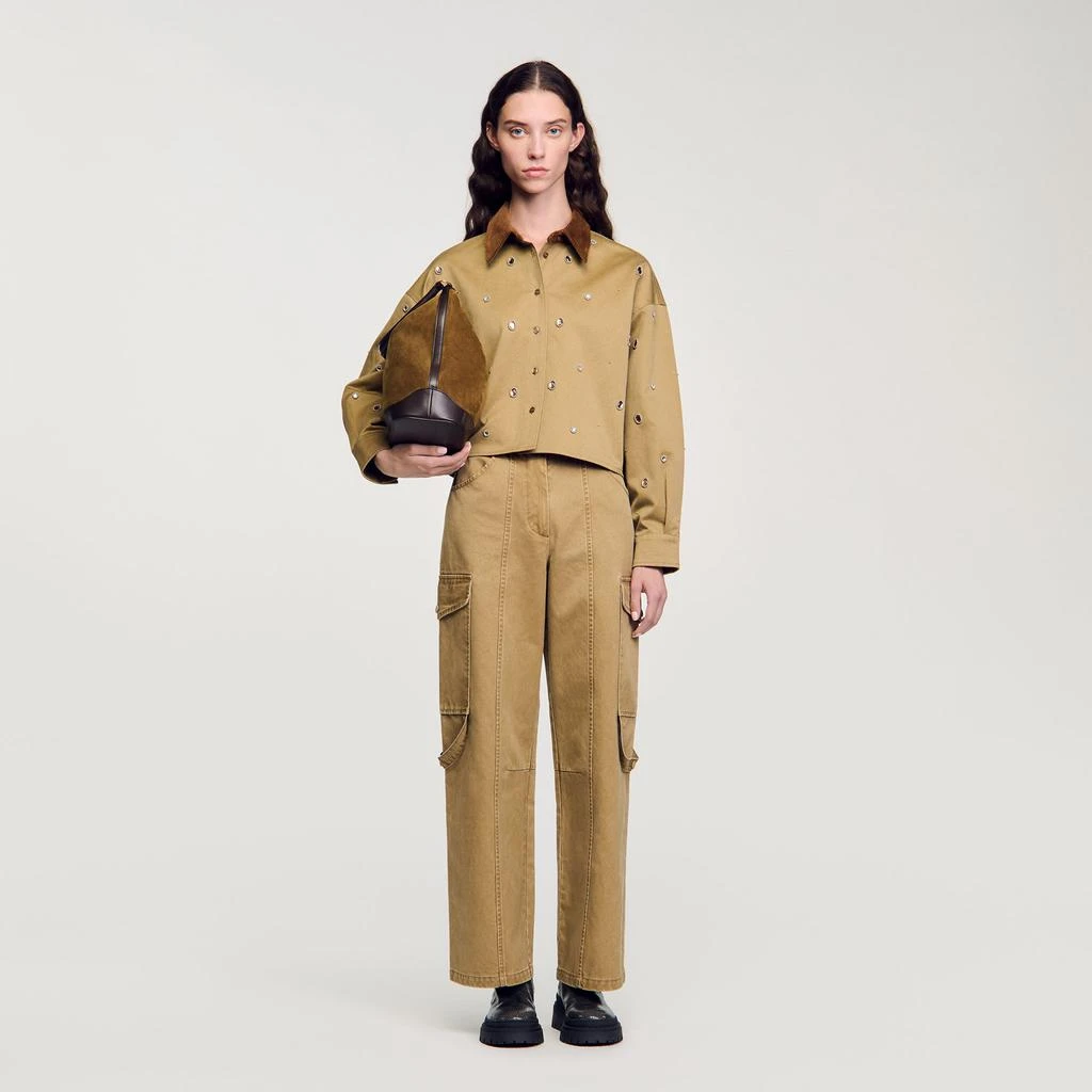 Sandro Rhinestone cropped shirt 1