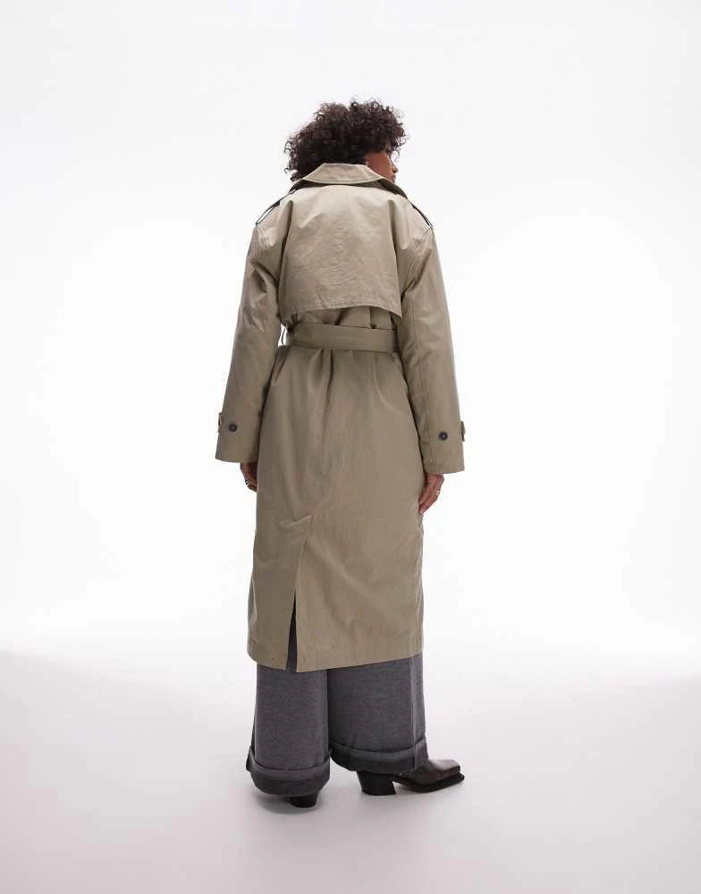Topshop Topshop 2in1 borg trench coat in stone 4