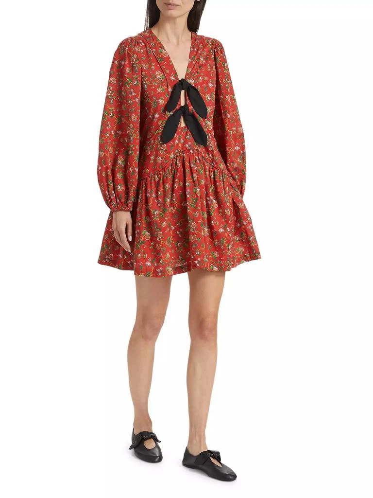 Rhode Annette Floral Cotton V-Neck Minidress 2