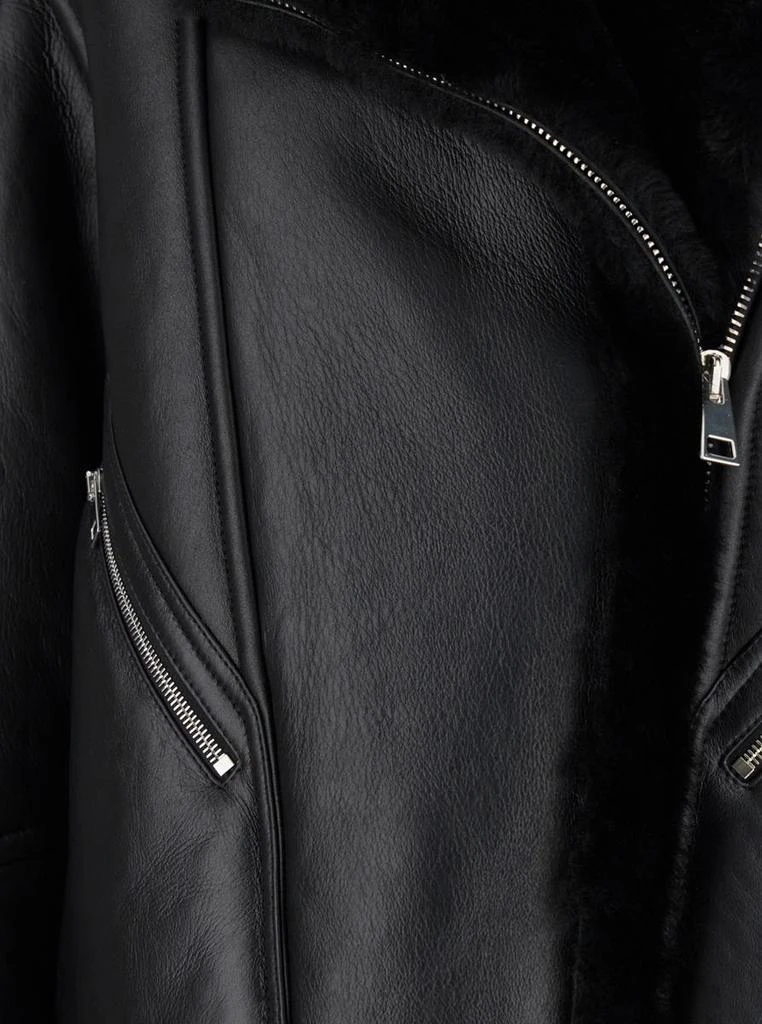 BLANCHA Black Jacket With Shearling Trim And Zip In Leather Woman 3