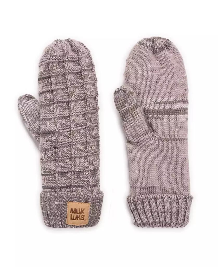 MUK LUKS Women's Patch Pom Mittens Gloves, Winter Dusk, One Size