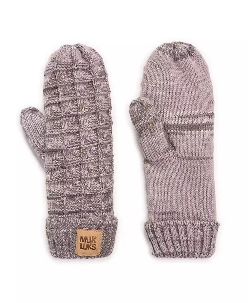 MUK LUKS Women's Patch Pom Mittens Gloves, Winter Dusk, One Size 2