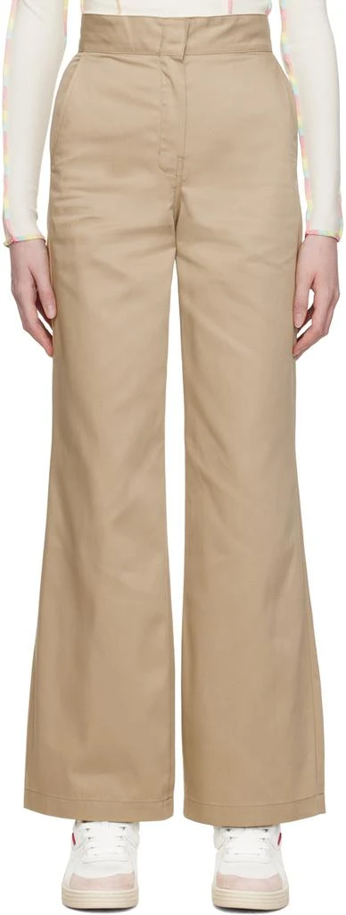 Palm Angels Beige Reversed Waistband Trousers
