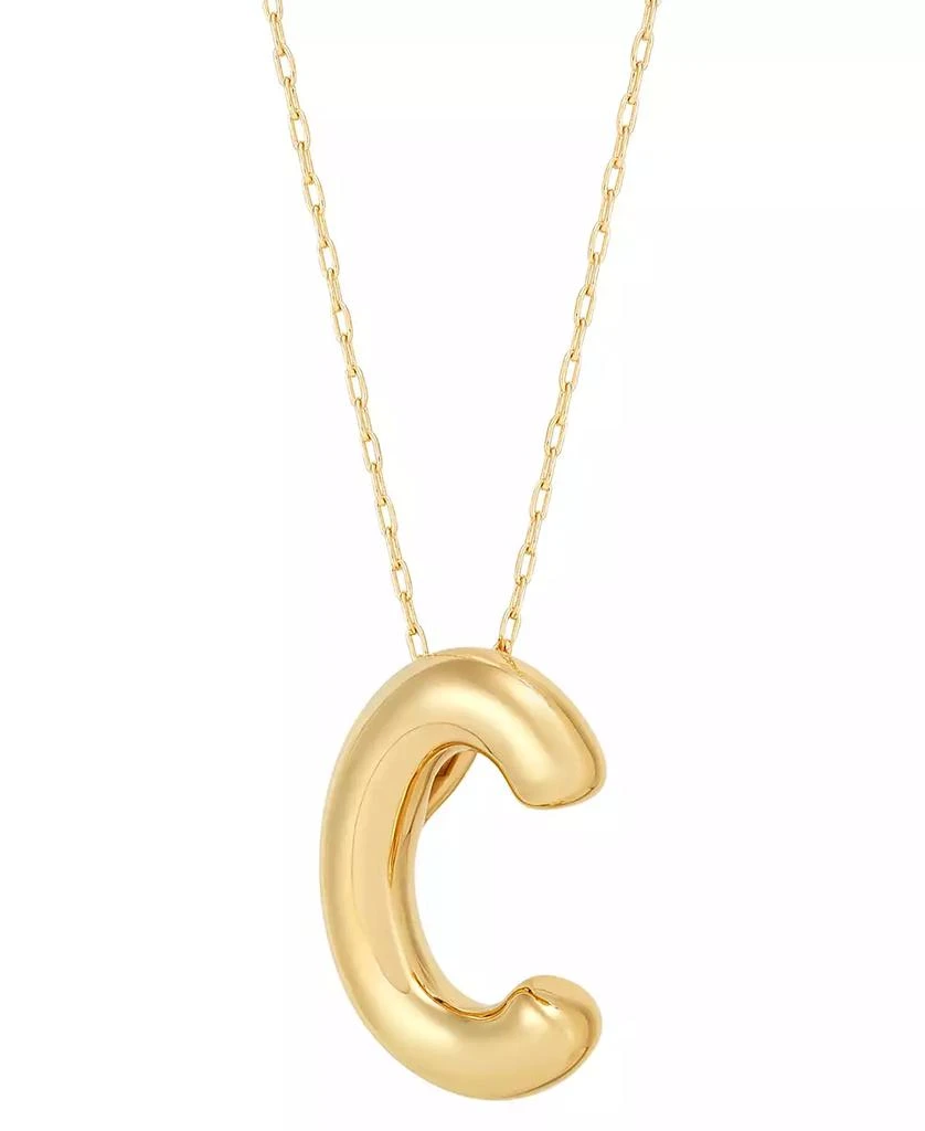 Macy's Polished Initial C Pendant Necklace in 14k Gold, 16" + 2" extender 3
