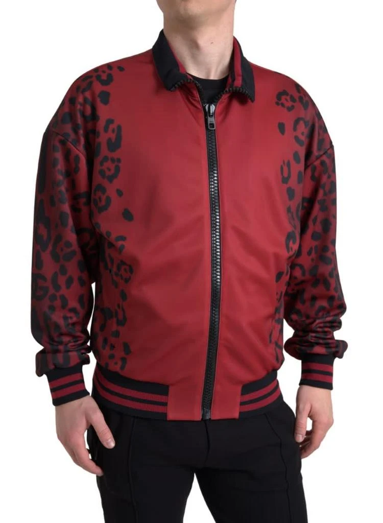 Dolce 
Gabbana Leopard Polyester Bomber Full ZipMen
s Jacket