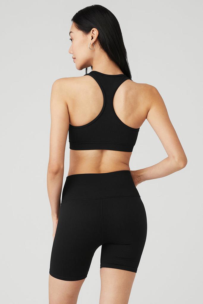 Alo Seamless Ribbed Bra - Black