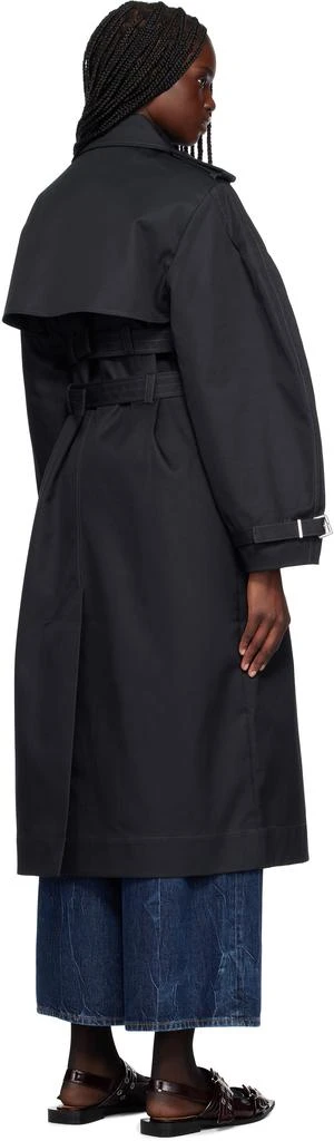 Ganni Black Bonded Cotton Trench Coat 3