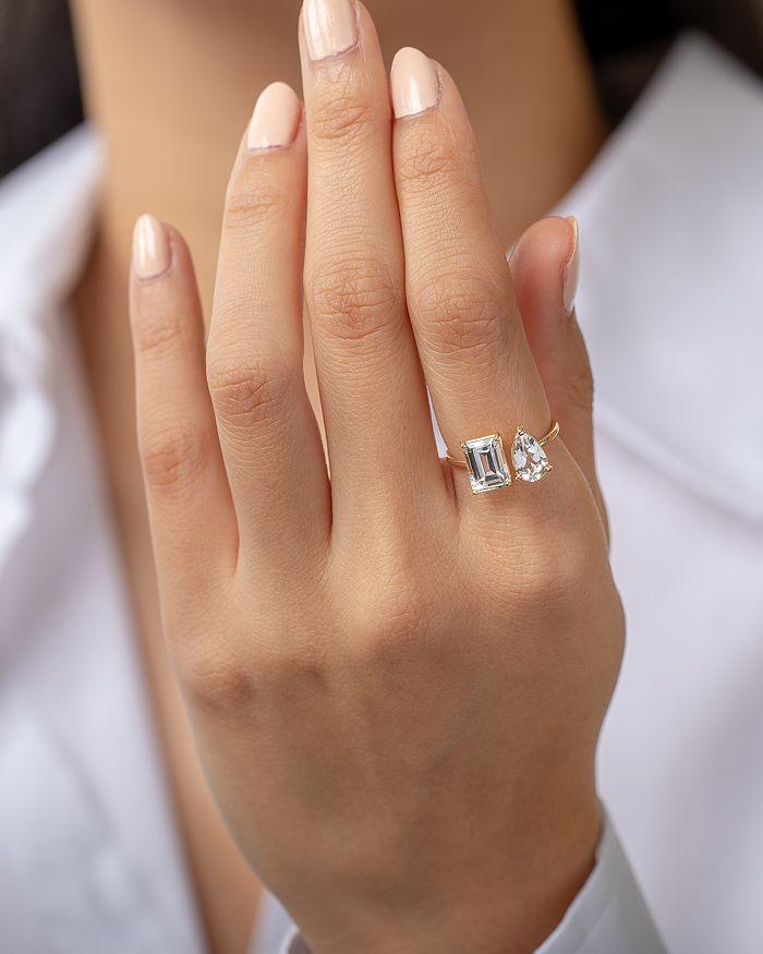 Zoe Lev 14K Yellow Gold White Topaz Toi & Moi Ring