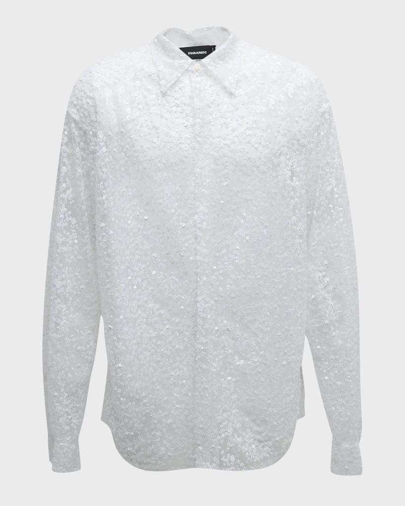 Dsquared2 Men's Sequin Blossoms Sheer Dress Shirt