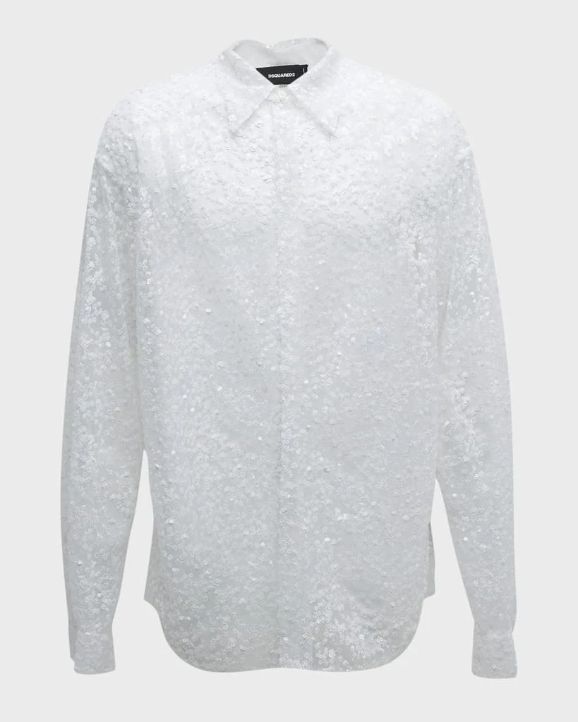 Dsquared2 Men's Sequin Blossoms Sheer Dress Shirt 2