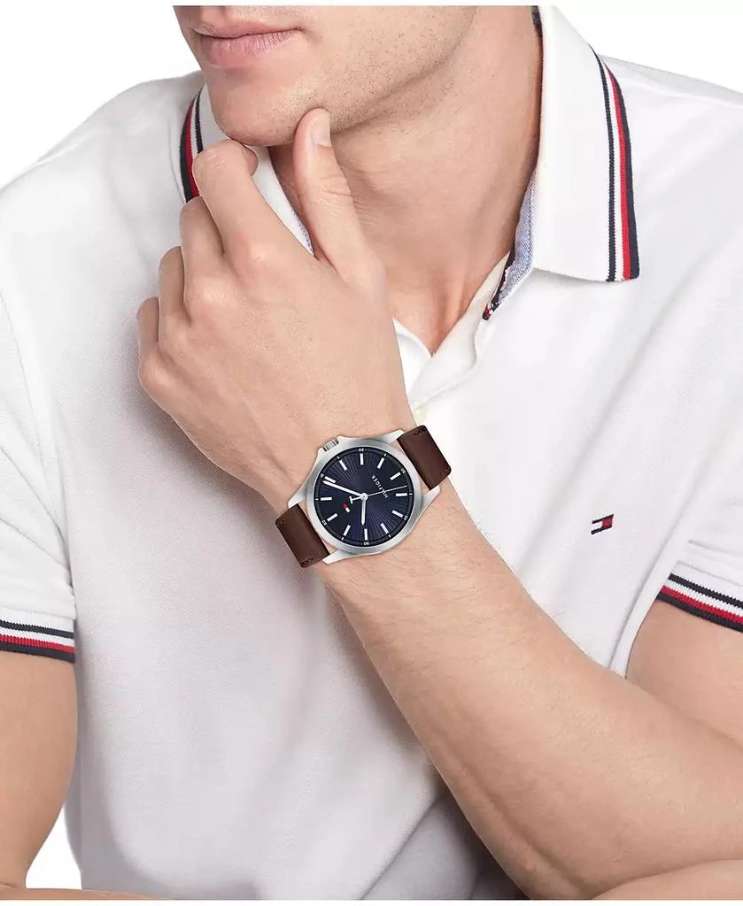 Tommy Hilfiger Men's Quartz Brown Leather Strap Watch 42mm 4