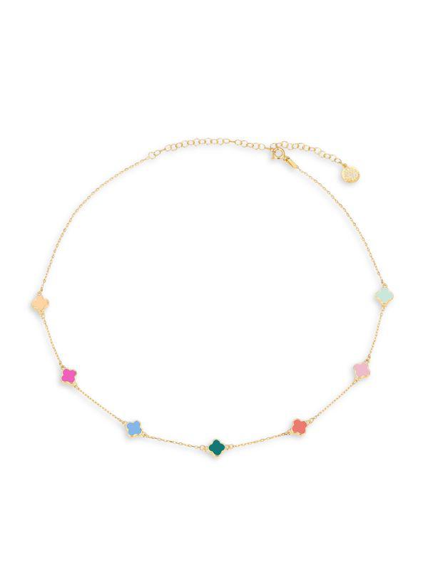 Gabi Rielle Outshine 14K Yellow Gold Vermeil & French Enamel Clover Bracelet
