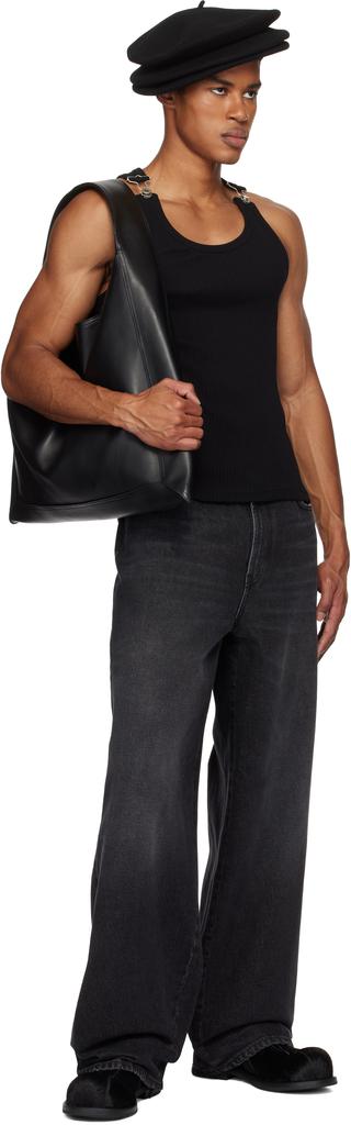 Jean Paul Gaultier ブラック タンクトップ Jean Paul Gaultierのブラック ツイスト ダブルレイヤー タンクトップ
