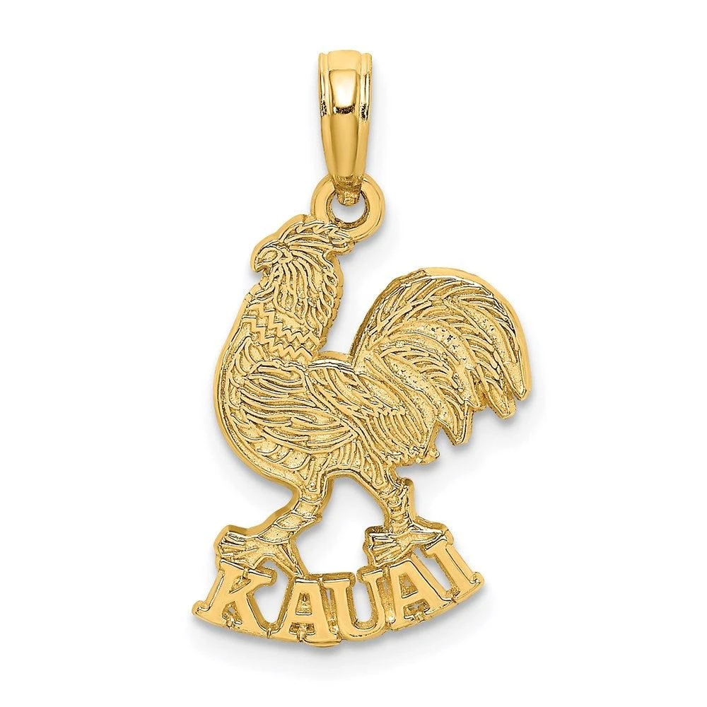 Diamond2Deal 14k Yellow Gold KAUAI Rooster Charm Pendant