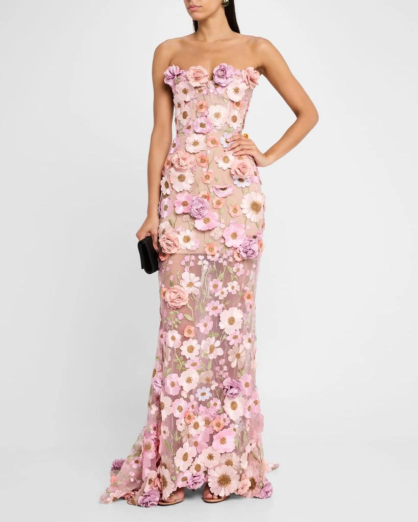 BRONX AND BANCO Jasmine Strapless Floral-Embroidered Gown 2