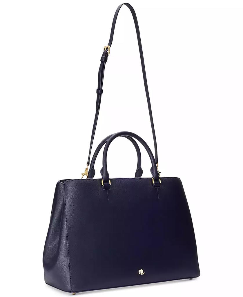 Ralph Lauren Crosshatch Leather Large Hanna Satchel