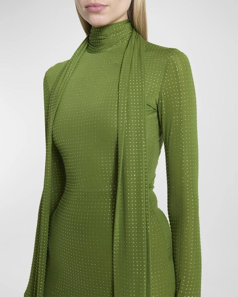 Alex Perry Crystal Embellished Long-Sleeve Scarf-Neck Mini Dress 7