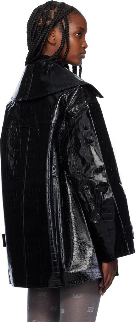 コート Ganni Black Synthetic Leather Coat Ganni Black Future Coated Faux-Leather Blazer DK-38-L