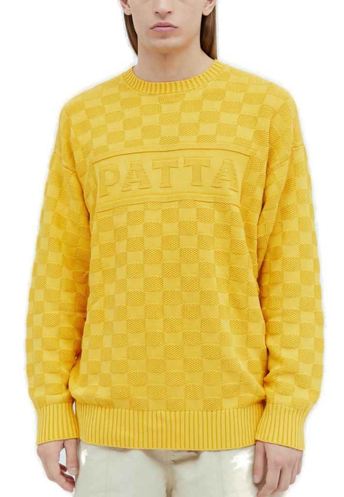 Patta Patta Purl Ribbed-Knit Checked Jumper