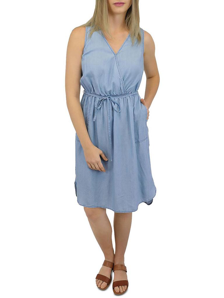 beachlunchlounge Zhuri Womens Surplice Midi Fit & Flare Dress