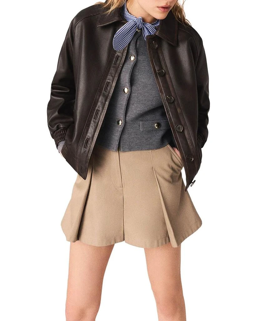 Maje Cropped Leather Jacket 3