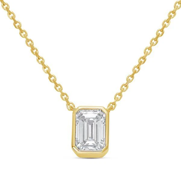 Diana M Jewels 14kt yellow gold lab grown east west radiant cut bezel pendant weighing 2.00 ct from Premium Outlets