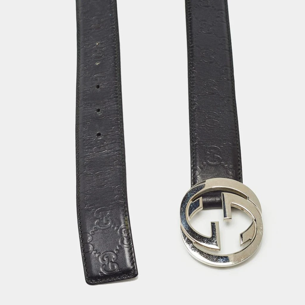 Gucci Gucci Black Guccissima Leather Interlocking G Buckle Belt 90CM 2