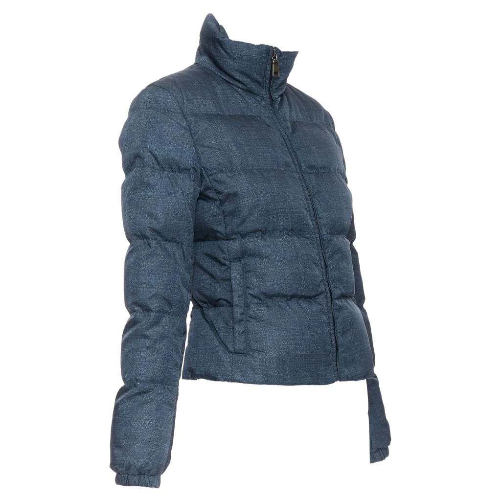 Prada Prad navy denim fabric print triangle logo cropped puffer jacket 4