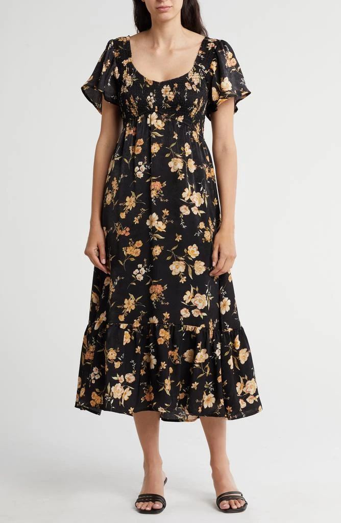 Blu Pepper Floral Smocked Midi Dress 1
