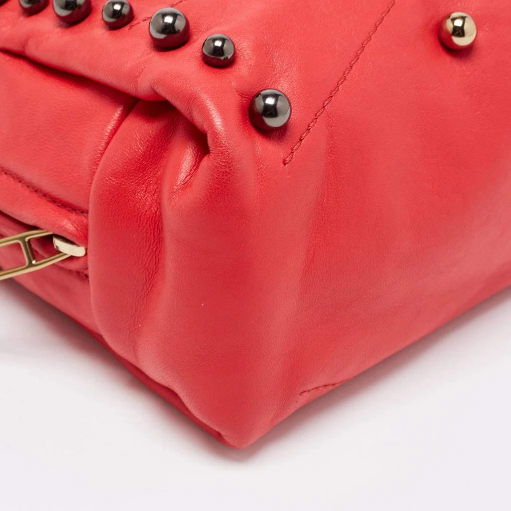 Lanvin Lanvin Coral Red Leather Sugar Studded Shoulder Bag 11