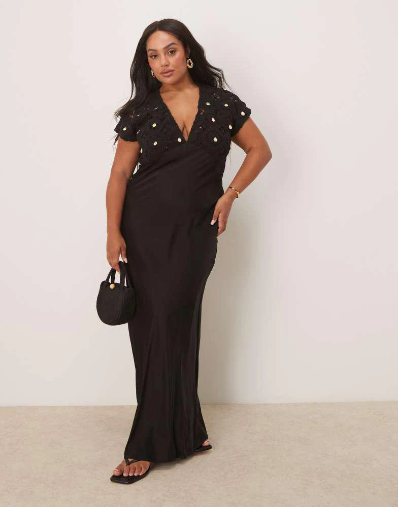 Never Fully Dressed Plus crochet shell maxi dress in black – On Sale Now  with Up to 20% Off