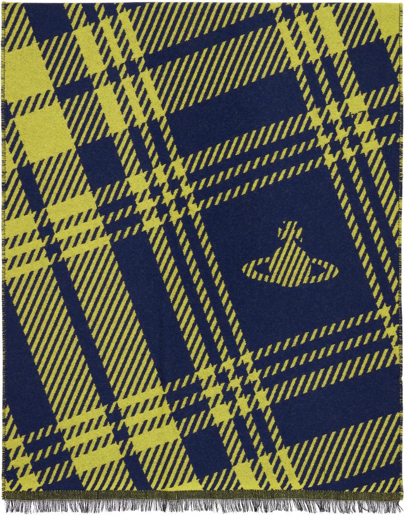 Vivienne Westwood Navy & Yellow Tartan Scarf
