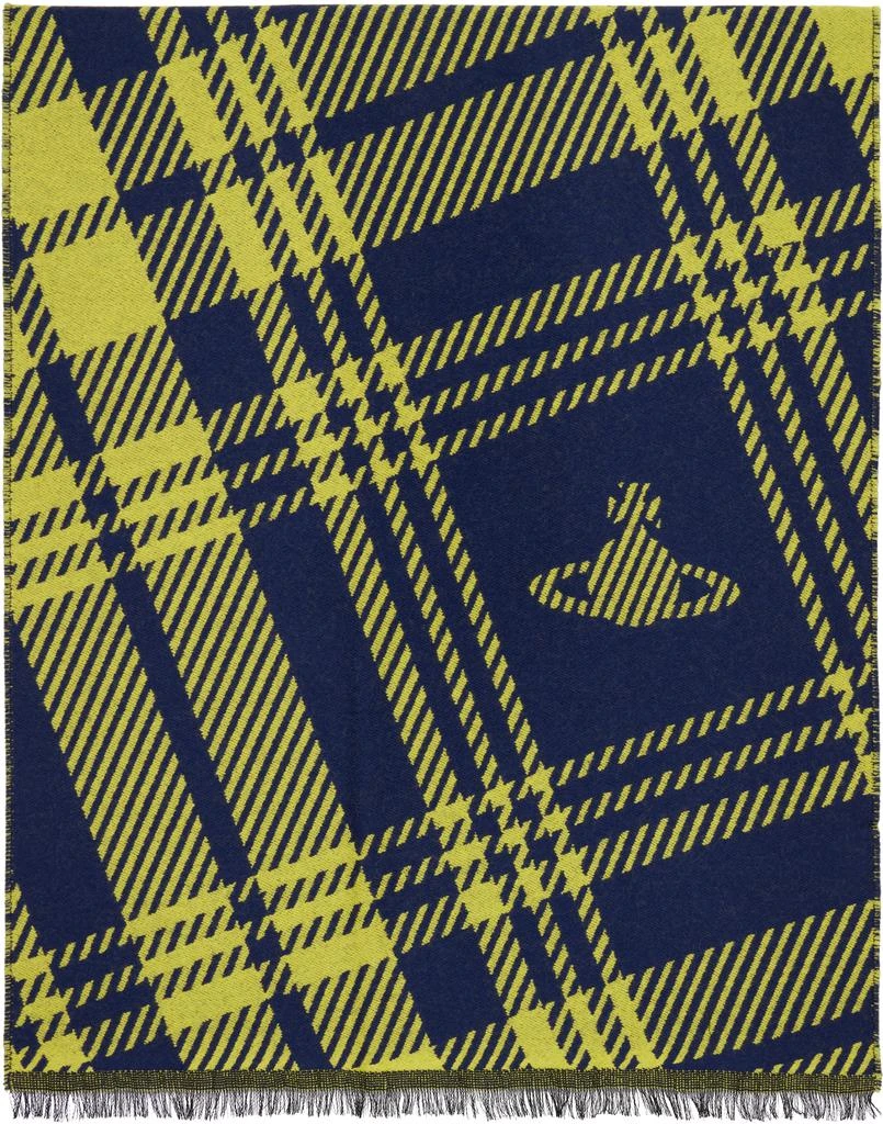 Vivienne Westwood Navy & Yellow Tartan Scarf 1