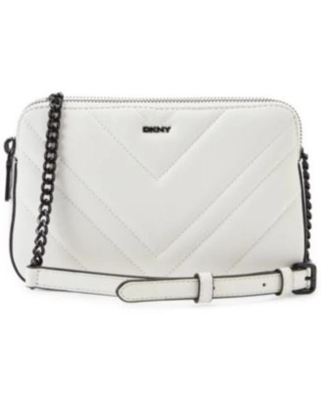 DKNY DKNY Vivian Double Zip White Leather Women's Crossbody Bag R13EBG29GI7 1