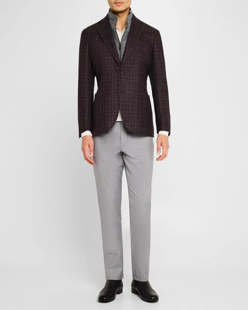 Neiman Marcus Men's Windowpane Sport Coat with Solid Vest 2