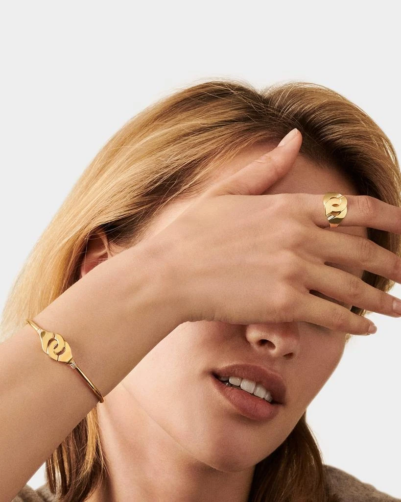 DINH VAN Yellow Gold Menottes R12 Flex Bracelet with Diamond Shoulders 2
