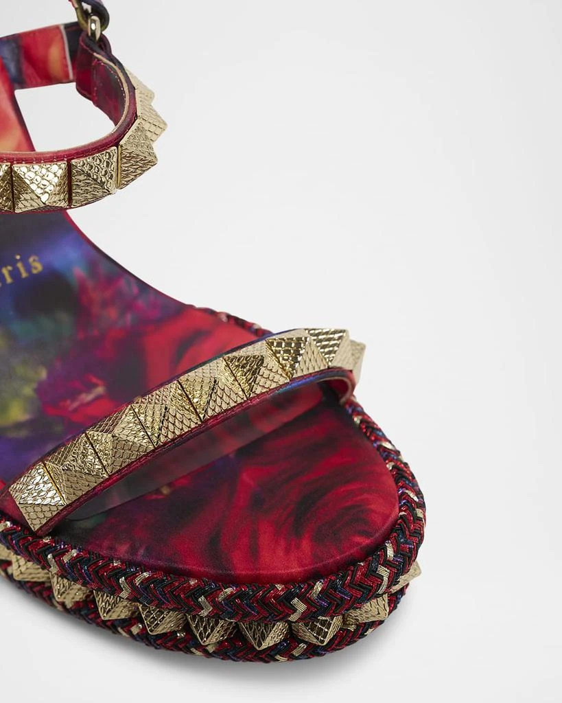 Christian Louboutin Pyraclou Satin Roses Wedge Sandals 3