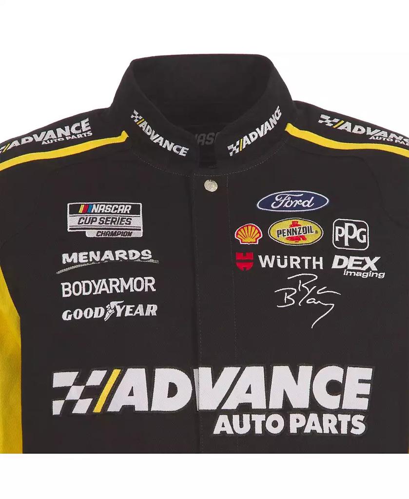 JH Design Men's Black/Yellow Ryan Blaney Advance Auto Parts Twill Driver Uniform Full-Snap Jacket