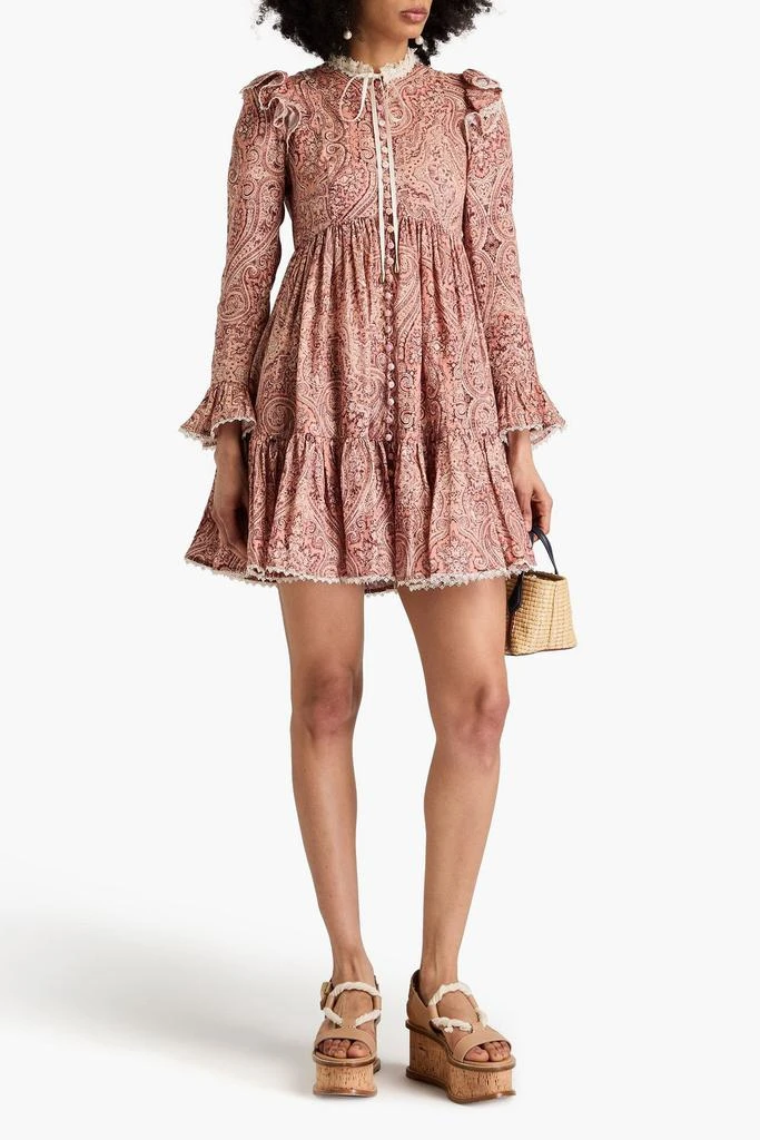Zimmermann Lace-trimmed paisley-print linen mini dress 2